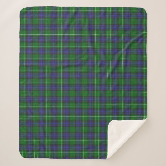 Abercrombie Blue Green Tartan Kariert schottisch Sherpadecke (Vorderseite)