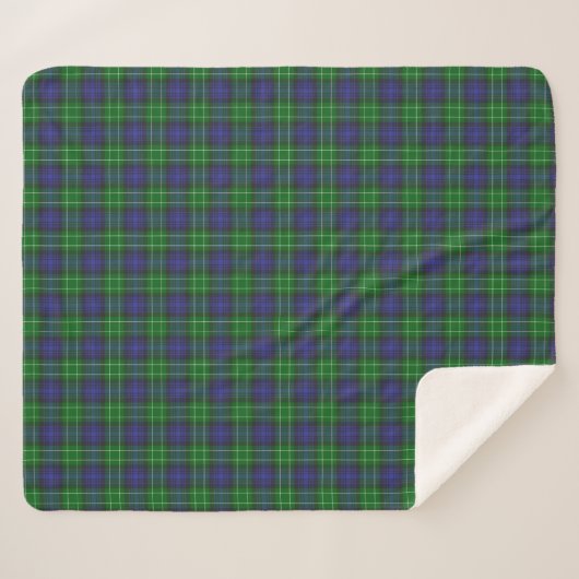 Abercrombie Blue Green Tartan Kariert schottisch Sherpadecke (Vorderseite (Horizontal))