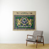 Abercrombie Clan Abzeichen & Tartan w/Lions Wandteppich (Beispiel (Horizontal))