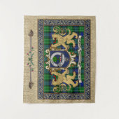 Abercrombie Clan Abzeichen & Tartan w/Lions Wandteppich (Vorderseite)