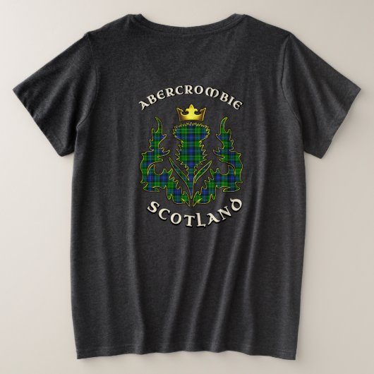 Abercrombie Clan Badge & Tartan Crowned Thistle Große Größe T-Shirt (Design Rückseite)