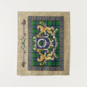 Abercrombie Clan Badge & Tartan w/Lions Wandteppich (Vorderseite)