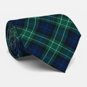Abercrombie Clan Tartan Blau und Grün Kariert Krawatte (Gerollt)