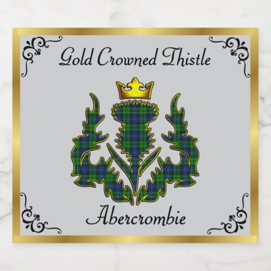 Abercrombie Gold Crowned Tartan Thistle Schaumweinetikett (Einzelnes Label)