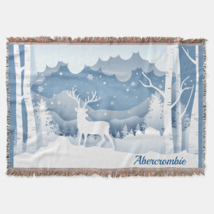Abercrombie Personalisiert White Stag Winterszene Decke