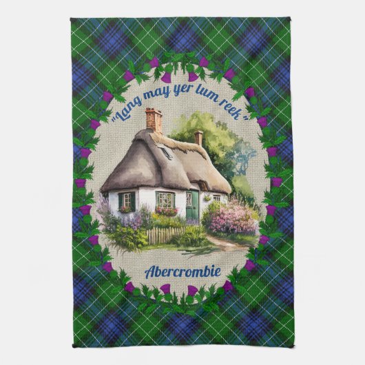 Abercrombie Reetgedecktes Cottage & Tartan Persona Geschirrtuch (Vertikal)