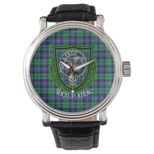 Abercrombie Scottish Clan Tartan & Wappen Armbanduhr (Vorderseite)