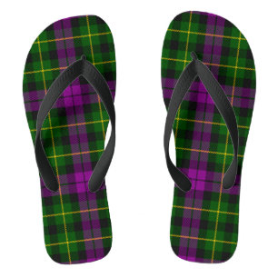 Abercrombie Tartan Lila & Green Adult Flip Flops Badesandalen