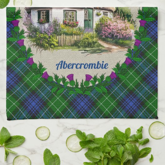 Abercrombie Thatched Cottage & Tartan Personalized Geschirrtuch (Gefaltet)