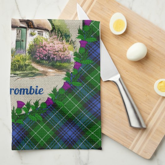 Abercrombie Thatched Cottage & Tartan Personalized Geschirrtuch (Viertel Falte)