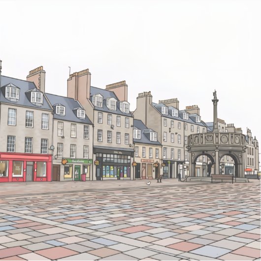 Aberdeen Castlegate Gebäude Ansicht Aufkleber (Vorderseite)