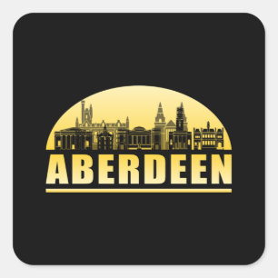 Aberdeen City Cityscape Skyline Funny Gift Idee Quadratischer Aufkleber