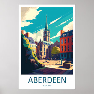 Aberdeen England Reiseplakat Vintage Ski Poster