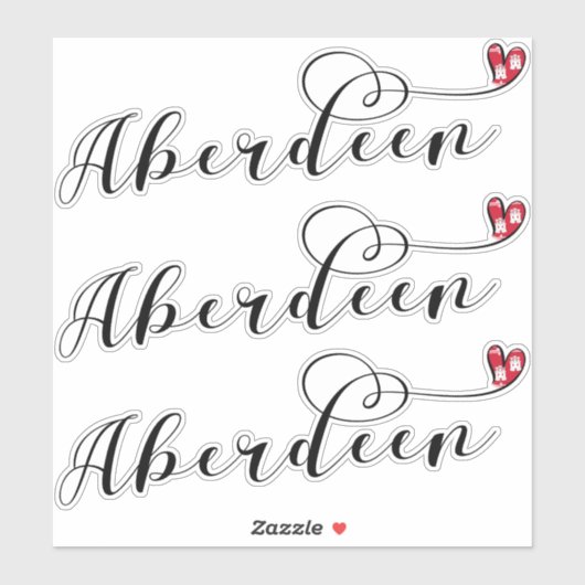 Aberdeen Flag Herz Stickers, Aberdonian Aufkleber (Blatt)
