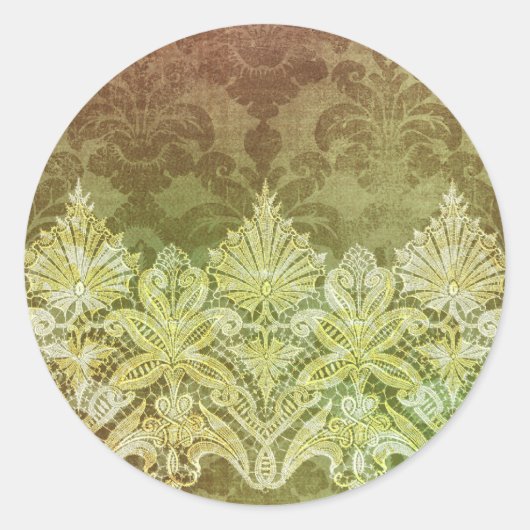 ABERDEEN HEIRLOOM, LACE & DAMASK: GOLDRUSH RUNDER AUFKLEBER (Vorderseite)