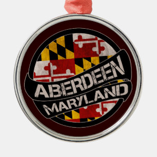 Aberdeen Maryland Fahnengrunge rund um die Verzier Silbernes Ornament