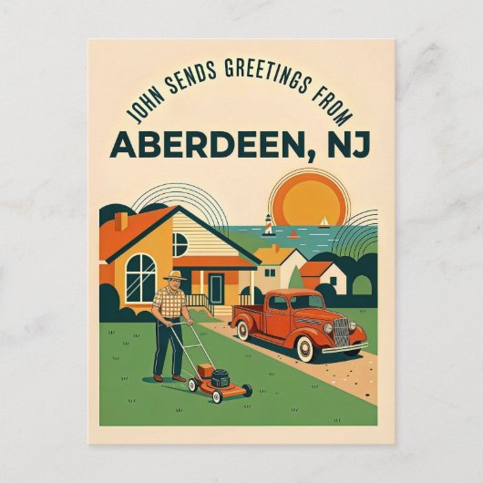 Aberdeen NJ Retro Postkarte (Vorderseite)