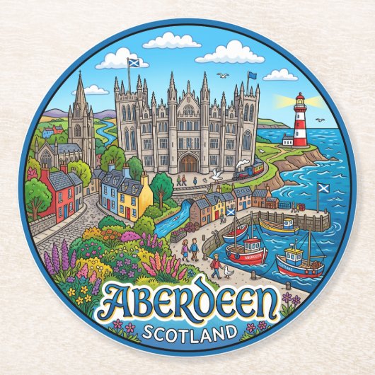 Aberdeen Schottland Runder Pappuntersetzer (Vorderseite)