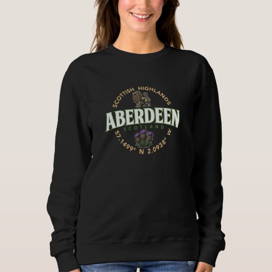 Aberdeen Scotland Highlands Coordinates Label Sweatshirt (Vorderseite)
