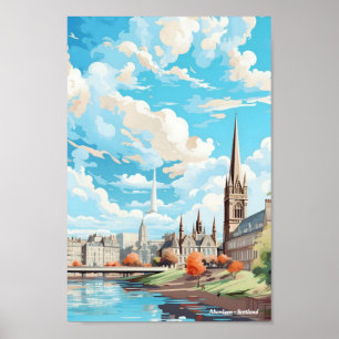 Aberdeen Scotland Vintage Travel Poster