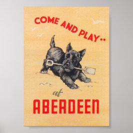 Aberdeen Scotland Vintage Travel Poster