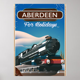 Aberdeen Scotland Vintages Zugreisepakster Poster