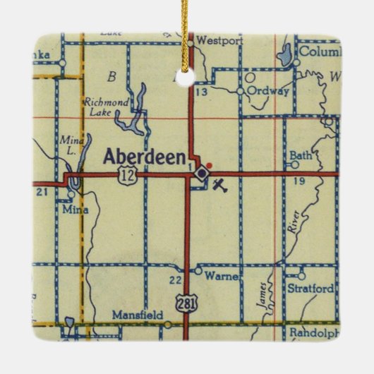 Aberdeen SD 50er Jahre Karte Keramikornament (Rückseite)