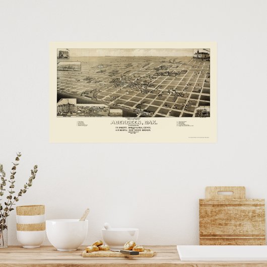 Aberdeen, SD Panoramic Map - 1883 Poster (Küche)