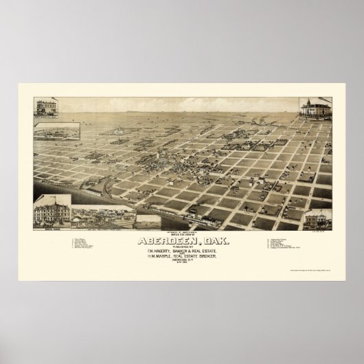 Aberdeen, SD Panoramic Map - 1883 Poster (Vorne)