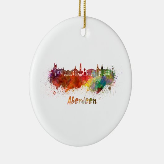 Aberdeen skyline im Watercolor Keramikornament (Rechts)