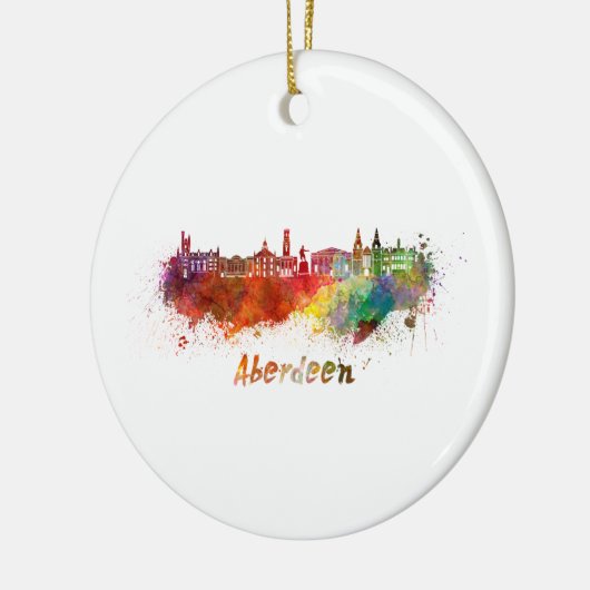 Aberdeen skyline im Watercolor Keramikornament (Links)