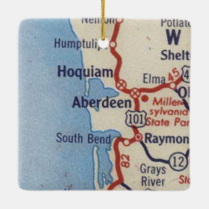 Aberdeen WA Vintag Map Keramikornament