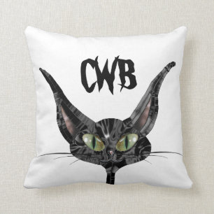 Abergäubischer schwarzer Kater Monogramm Kissen