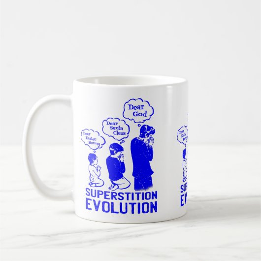 Aberglaube-Evolution lustig Kaffeetasse (Links)