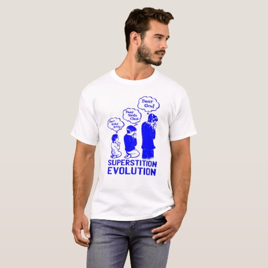 Aberglaube-Evolution lustig T-Shirt (Vorne ganz)