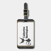 Abergläubische schwarze Katze Gepäckanhänger (Vorderseite vertikal)