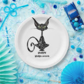 Abergläubisches schwarze Katzen-Halloween-Party Pappteller (Party)