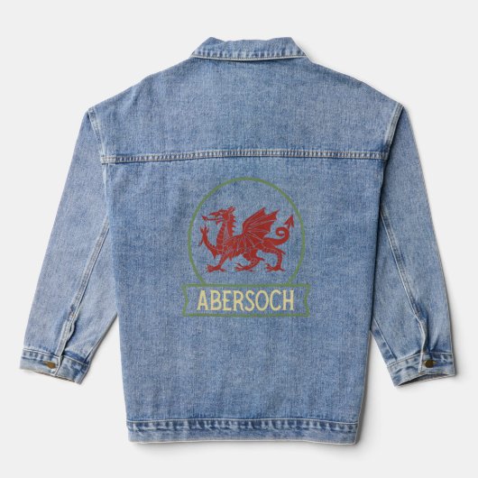 Abersoch Welsh places Wales Cymru Welsh Dragon Jeansjacke (Rückseite)