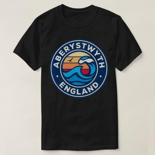 Aberystwyth England Vintage Waves Design T-Shirt (Design vorne)