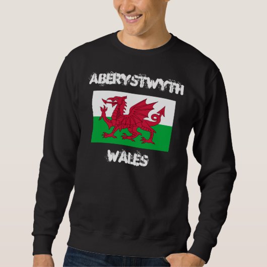 Aberystwyth, Wales mit walisischer Flagge Sweatshirt (Vorderseite)