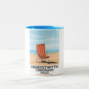 Aberystwyth Wales Reiseplakat Zweifarbige Tasse