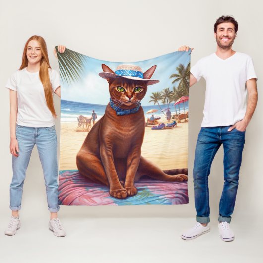Abessinienkatze am Strand, Sommergeschenk für Katz Fleecedecke (Beispiel)