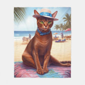 Abessinienkatze am Strand, Sommergeschenk für Katz Fleecedecke (Vorderseite)