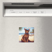 Abessinienkatze am Strand, Sommergeschenk für Katz Magnet (In Situ (Geschirrspüler))