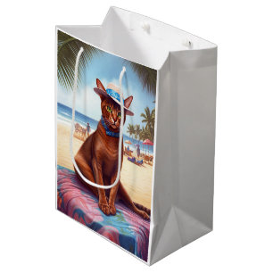 Abessinienkatze am Strand, Sommergeschenk für Katz Mittlere Geschenktüte
