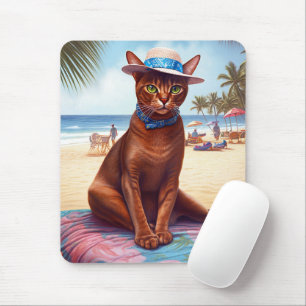 Abessinienkatze am Strand, Sommergeschenk für Katz Mousepad