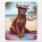 Abessinienkatze am Strand, Sommergeschenk für Katz Mousepad (Vorne)