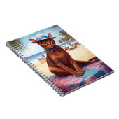 Abessinienkatze am Strand, Sommergeschenk für Katz Notizblock (Rechte Seite)