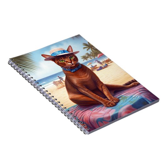 Abessinienkatze am Strand, Sommergeschenk für Katz Notizblock (Rechte Seite)
