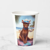 Abessinienkatze am Strand, Sommergeschenk für Katz Pappbecher (Rückseite)